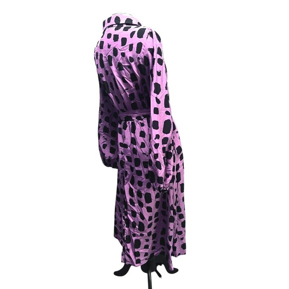 BloomChic Shirt Collar Brush Print Belted Dress Sz 18/20 (2XL) Mauve Pink & Blac - Picture 6 of 15